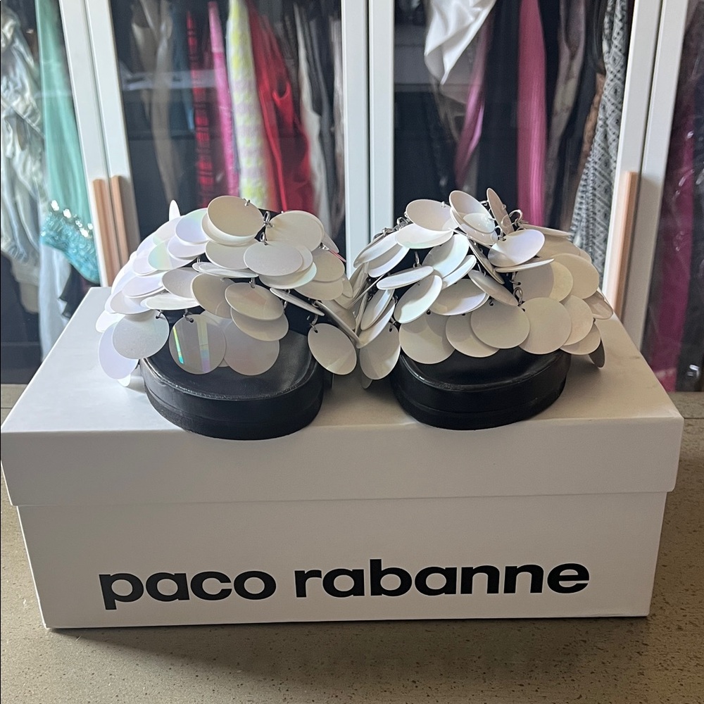 Paco Rabanne Sequin-Embellished Slides